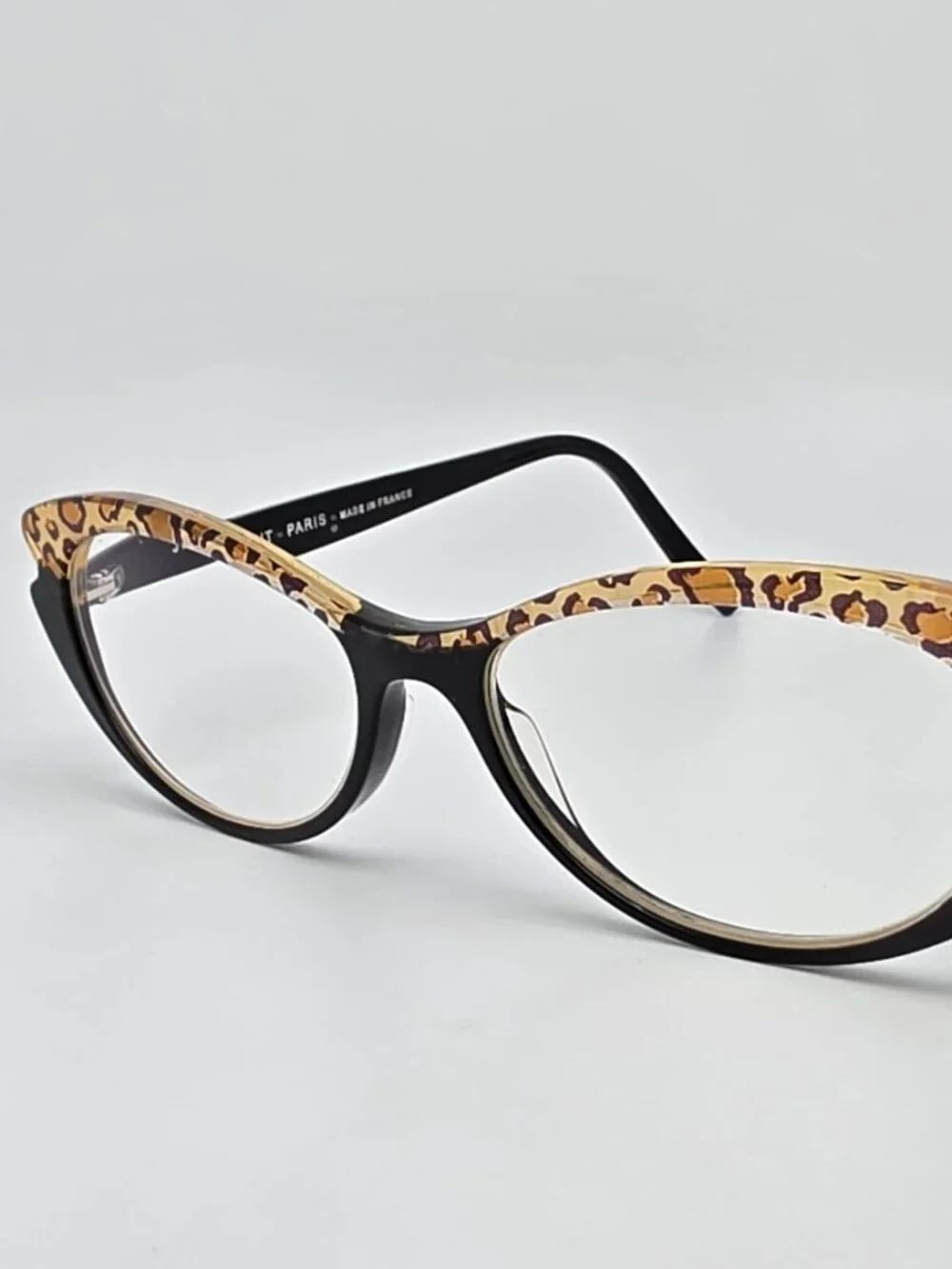 Jean Lafont Paris Saveur 100 Black Leopard Cat Eye Eyeglasses Frame w/ Case 53mm